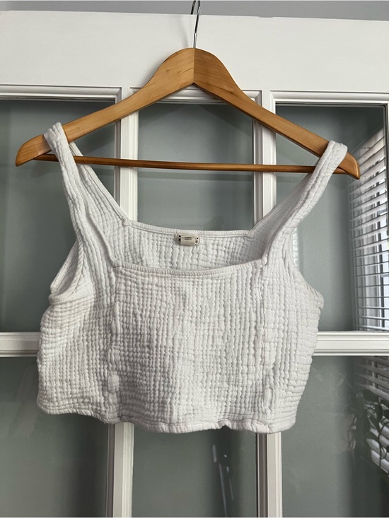 Billabong Tops - Billabong White Quilted Square-Neck Crop Top